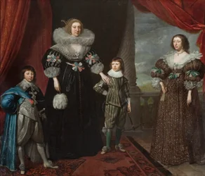 Christian Bruce, hraběnka z Devonshire, a její děti, c. 1629 (olej na plátně)