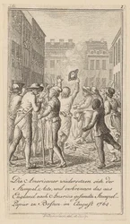 List 1 ze série k eseji „Dějiny revoluce Severní Ameriky“ od M. C. Sprengela.