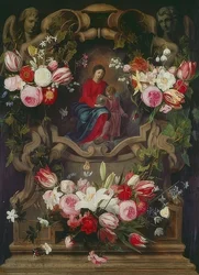 Květinový věnec s Madonnou a dítětem