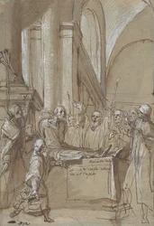 Raymond Diocrès promlouvá během svého pohřbu, ze Života svatého Bruna Kolínského, 1628-29.
