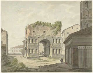Oblouk Janus quadrifons a část S. Giorgio ve Velabro v Římě