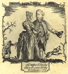 Štěstí se obrací k tobě, hrabě Struensee! 1772 (dřevořez)