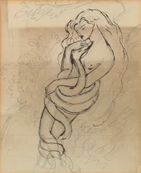 Lady Lilith, c. 1869 (tužka, pero a hnědý inkoust na papíře)