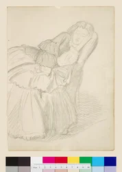 Studie spící Ruth Herbertové, asi 1858-1859 (tužka)