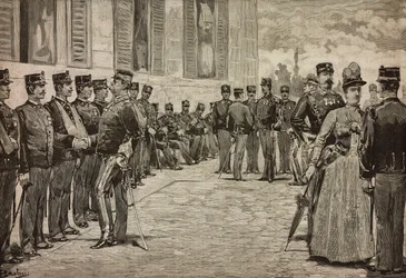 Survivors of Dogali, Eritrean War, přijato panovníky v zahradě Quirinal, Řím, Itálie, Dante Paolocci, L