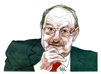Umberto Eco (digitální kolorovaná kresba tužkou)