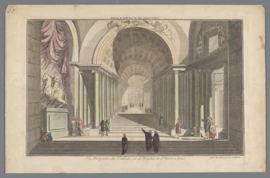 Pohled na vestibul a schodiště svatého Petra v Římě Vestibule de St. Pierre a Rome / Vue Perspective du Vestibule, et de l