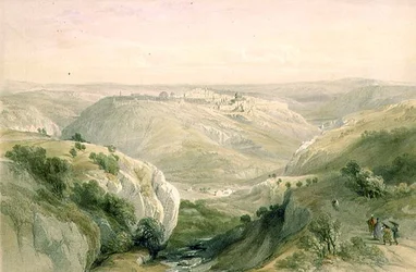 Jeruzalém z jihu, 12. dubna 1839, deska 10 ze svazku I „Svaté země“, vyrytý hospodou Louisem Haghem (1806-85). 1842 (litho)