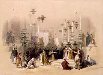 The Stone of Unction, Church of the Holy Sepulchre, 30th March 1839, plate 19 from Volume I of 