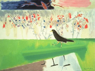 Mynah and Roses (olej na plátně)