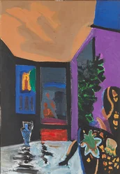 Skrz okno (olej na plátně)