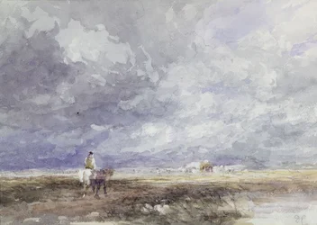 Going to the Hayfield, cca 1855 (černá křída a akvarel na papíře)