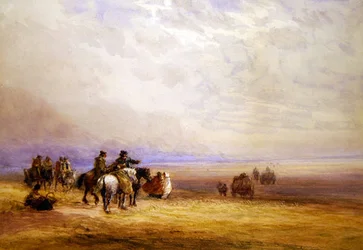 Příprava na přechod Lancaster Sands (akvarel na papíře)