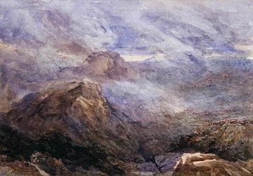 Welsh Sketch - Burning Bracken (akvarel na papíře)