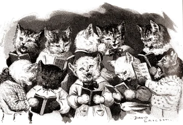 Zpívající kočičí sbor, počátek 20. století (ilustrace)