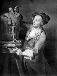 Louis Francois Roubiliac vytváří sochu Shakespeara, c1765, 20. léta 20. století.