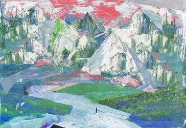 Sawtooth II, 2017, Kombinovaná technika na dřevěné desce
