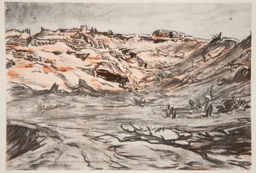 Nový lom Mouquet Farm, ilustrace z knihy "The Western Front", vydavatelství Country Life Ltd.