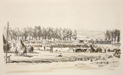 Železniční předmostí, ilustrace z knihy "The Western Front", vydavatelství Country Life Ltd.