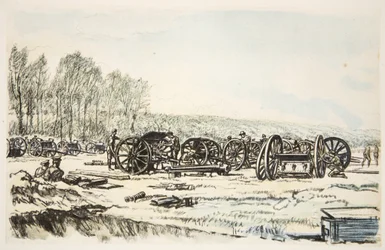 Muži RFA čistí své zbraně, ilustrace z knihy "The Western Front", vydavatelství Country Life Ltd.