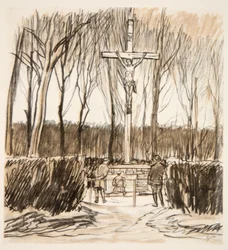 Památník na poli u Agincourtu, ilustrace z knihy "The Western Front", vydavatelství Country Life Ltd.