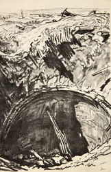 Jáma na farmě Mouquet, ilustrace z knihy "The Western Front", vydavatelství Country Life Ltd.