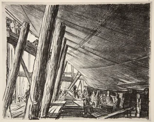 Pod lodí, ilustrace z knihy "The Western Front", vydavatelství Country Life Ltd.