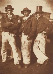 Alexander Rutherford, William Ramsay a John Liston, Newhaven, 184347, vytištěno cca. 1916. Tvůrci: David Octavius Hill, Robert Adamson, Hill & Adamson.