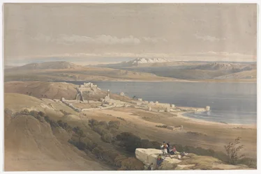 Město Tiberias na Galilejském jezeře, při pohledu na Hebron