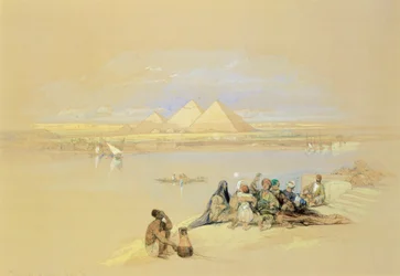 Egypt, Gíza, pyramidy, David Roberts