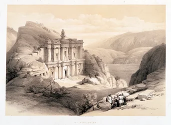 El Deir, Petra, kresba vytvořená 8. 3. 1839 v „“Svaté zemi“, Londýn-1849