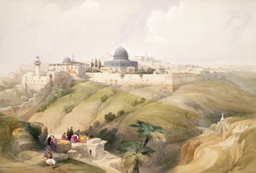 Jeruzalém, 9. dubna 1839, deska 16 ze svazku I „Svaté země“, vyryl Louis Haghe (1806-85) pub. 1842