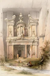 Petra, 7. března 1839, deska 92 ze svazku III knihy "Svatá země", vyryl Louis Haghe (1806-85), vyd. 1849