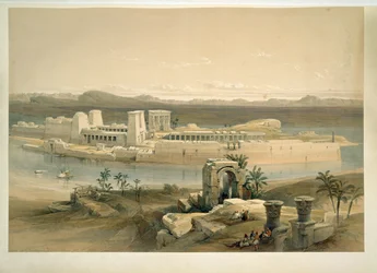 Ostrov Philae, Assuán, Egypt (akvarel)