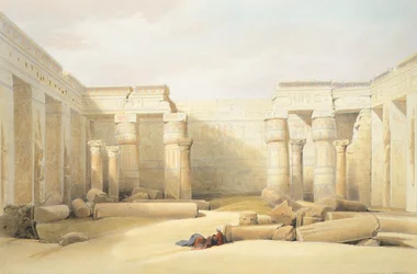Chrám Medinet Abu v Tebe, od Davida Robertse, rytina