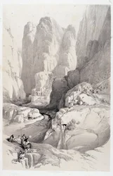 Divadlo (vchod do Petry), kresba vytvořená 10/03/1839 ve „Svaté zemi“, Londýn 1849
