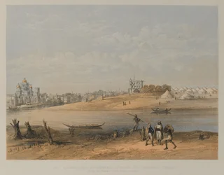 Paláce v držení vojsk generálů Outrama a Havelocka, Lucknow (litho)