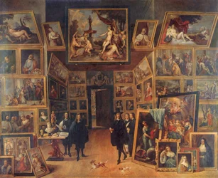 Arcivévoda Leopold Vilém Habsburský (1614-1662) ve své umělecké galerii v Bruselu