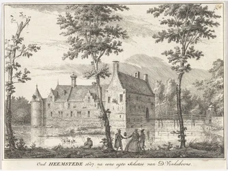Pohled na Old Heemstede Oud Heemstede 1607. podle náčrtu egte od D. Vinkeboonse (název na objektu)