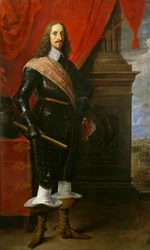 Arcivévoda Leopold Vilém, v pozadíobléhání Gravlingenu během třicetileté války
