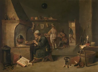 Alchymista (olej na dřevě)