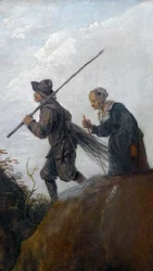 Dřevorubci: detail páru dvou starých rolníků