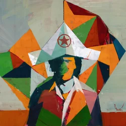 Robert Filliou 35, 2024 (olej na plátně)