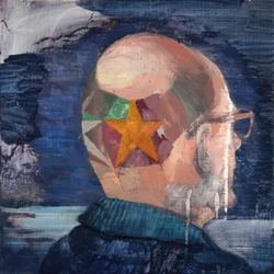 Autoportrét 3 (Tonsure, Marcel Duchamp), 2021 (olej na plátně)