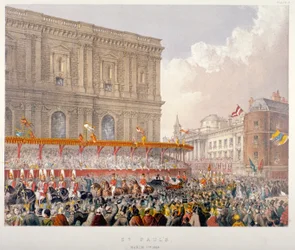 Královský průvod procházející východním koncem katedrály svatého Pavla, City of London, 1863