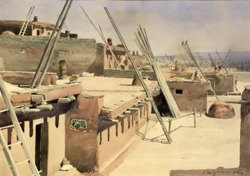 Ulice v Pueblo of Zuni, Nové Mexiko, 1888.