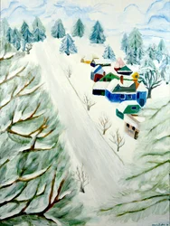 Village Snow, 2014, akryl na plátně