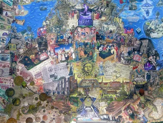 Death of Credit, 2010 (koláž a kombinovaná média na plátně)