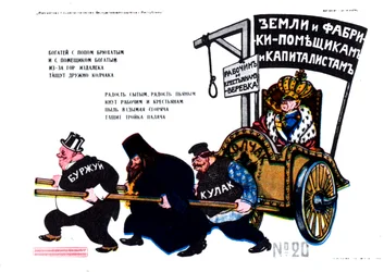 Měšťák, kněz a kulak táhnou Kolčakův plakát, 1919