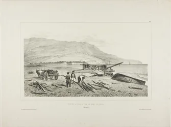 Pohled na vesnici a záliv Jalta, Krym, 15. srpna 1837